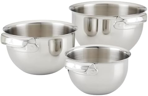 Hestan Provisions – 3-Piece Stainless Steel Mixing Bowl Set – 1.5qt, 3qt, and 4.75qt, Nesting Design