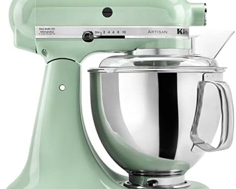 KitchenAid Artisan, 5-Qt Tilt Head Stand Mixer, KSM150PS, Pistachio | Includes Pouring Shield for Mess-Free Mixing, 10 Speed Settings, Easily add Ingredients with the Tilt-Head Design