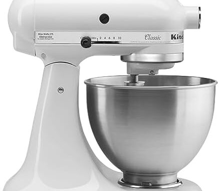 KitchenAid Classic Series 4.5 Quart Tilt-Head Stand Mixer K45SS, White | 10 Speeds, Durable Metal construction, 59 Touchpoints for Thorough Mixing, Compatible with KitchenAid Attachments