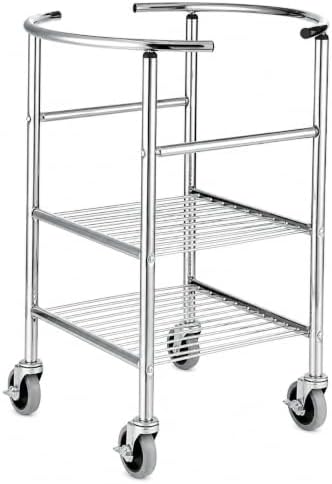 30 Qt Stainless Steel Mixing Bowl and Stand Set with Locking Casters, Silver, 24.5x18x33 Inches