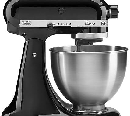 KitchenAid Classic Series 4.5 Quart Tilt-Head Stand Mixer K45SS, Onyx Black | 10 Speeds, Durable Metal construction, 59 Touchpoints for Thorough Mixing, Compatible with KitchenAid Attachments