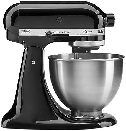 KitchenAid Classic Series 4.5 Quart Tilt-Head Stand Mixer K45SS, Onyx Black | 10 Speeds, Durable Metal construction, 59 Touchpoints for Thorough Mixing, Compatible with KitchenAid Attachments